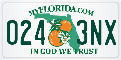 FL license plate 0243NX