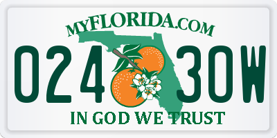 FL license plate 0243OW