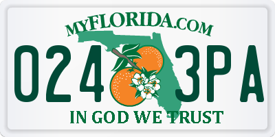 FL license plate 0243PA