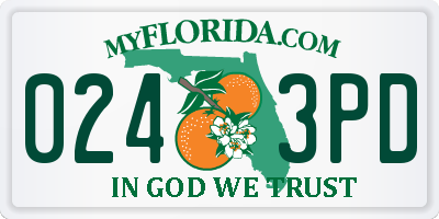 FL license plate 0243PD