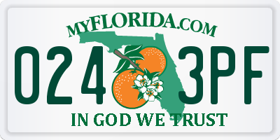 FL license plate 0243PF