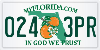 FL license plate 0243PR