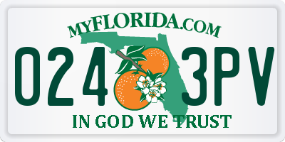 FL license plate 0243PV