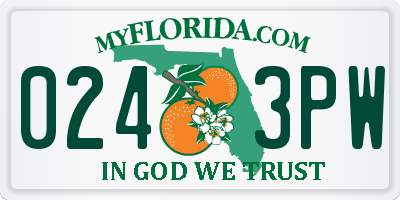 FL license plate 0243PW