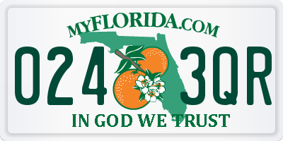FL license plate 0243QR