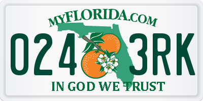 FL license plate 0243RK