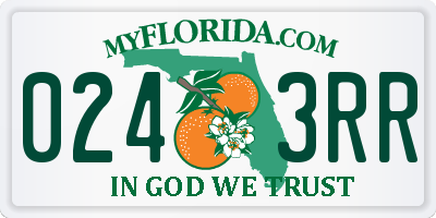FL license plate 0243RR