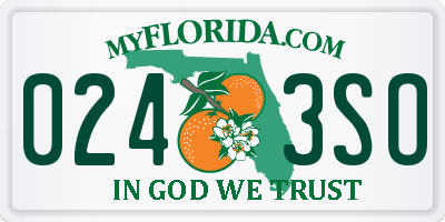 FL license plate 0243SO