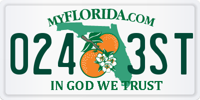 FL license plate 0243ST