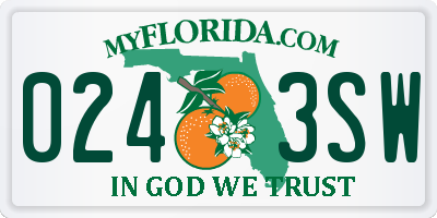 FL license plate 0243SW