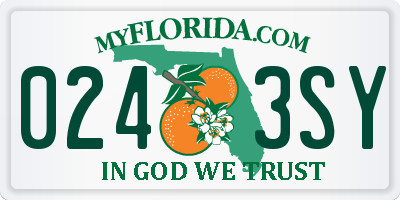 FL license plate 0243SY