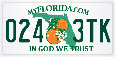 FL license plate 0243TK