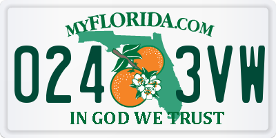 FL license plate 0243VW
