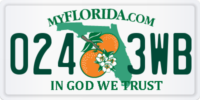 FL license plate 0243WB