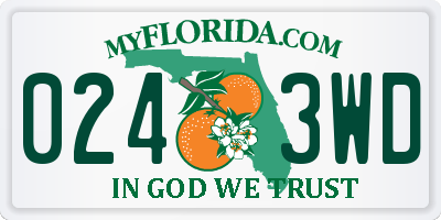 FL license plate 0243WD