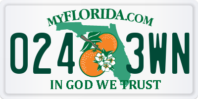 FL license plate 0243WN