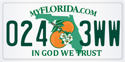 FL license plate 0243WW