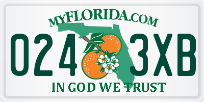 FL license plate 0243XB
