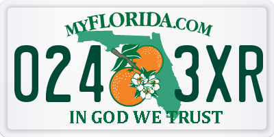 FL license plate 0243XR
