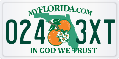FL license plate 0243XT