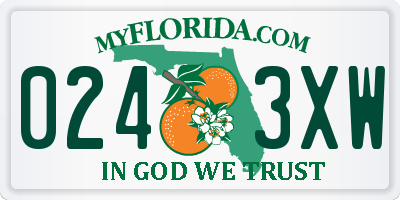 FL license plate 0243XW