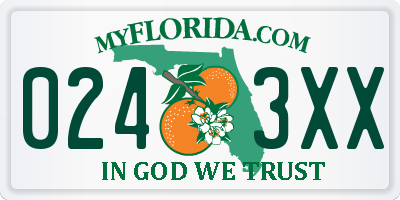 FL license plate 0243XX