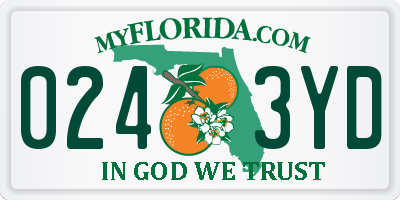 FL license plate 0243YD