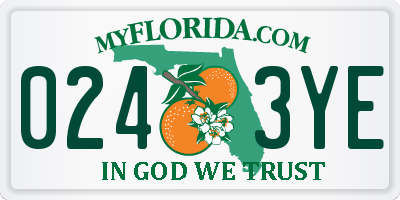 FL license plate 0243YE