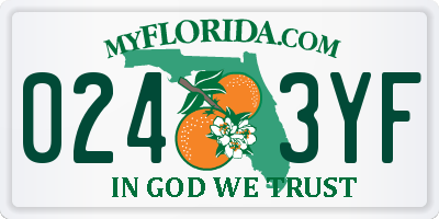 FL license plate 0243YF