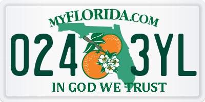 FL license plate 0243YL
