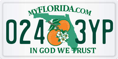 FL license plate 0243YP