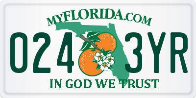 FL license plate 0243YR