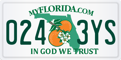 FL license plate 0243YS