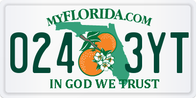 FL license plate 0243YT