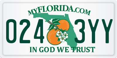 FL license plate 0243YY