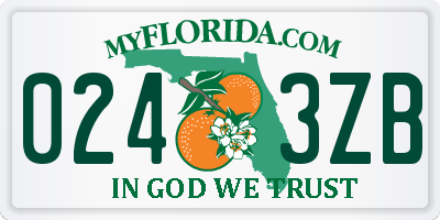 FL license plate 0243ZB