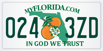 FL license plate 0243ZD
