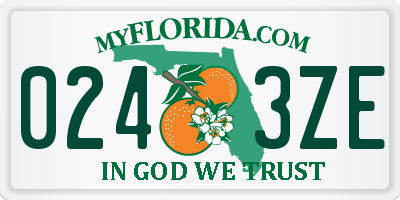 FL license plate 0243ZE