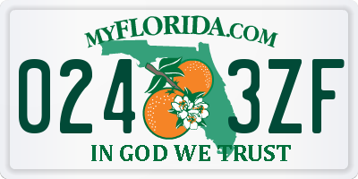 FL license plate 0243ZF