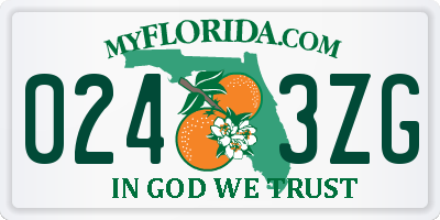FL license plate 0243ZG