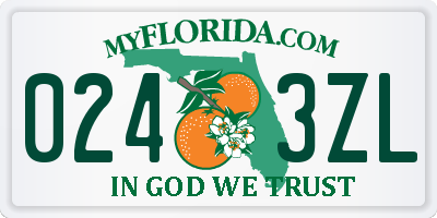FL license plate 0243ZL