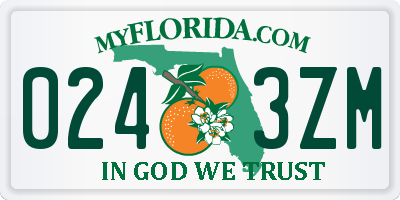 FL license plate 0243ZM