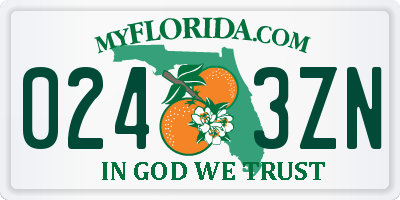 FL license plate 0243ZN