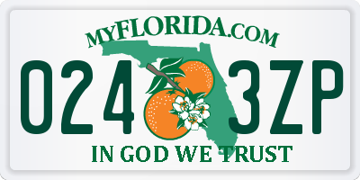 FL license plate 0243ZP