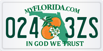 FL license plate 0243ZS