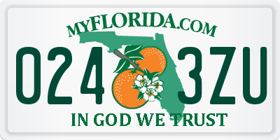 FL license plate 0243ZU