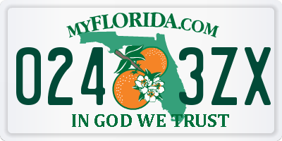 FL license plate 0243ZX