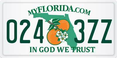 FL license plate 0243ZZ