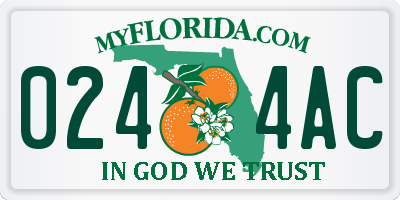 FL license plate 0244AC
