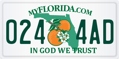 FL license plate 0244AD